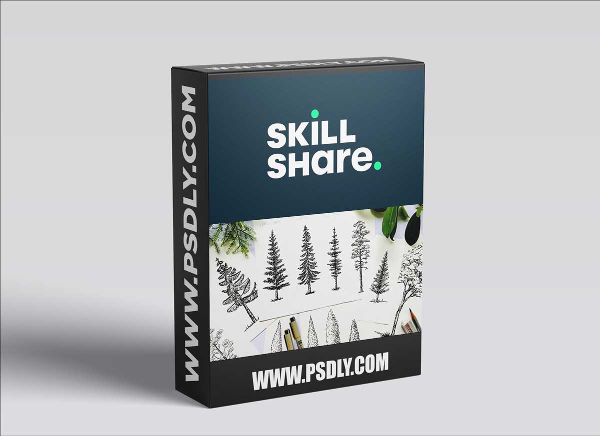 Let's Sketch Trees- Pine Trees | Birch Tree | Shrubs | Bushes - Floral Illustration