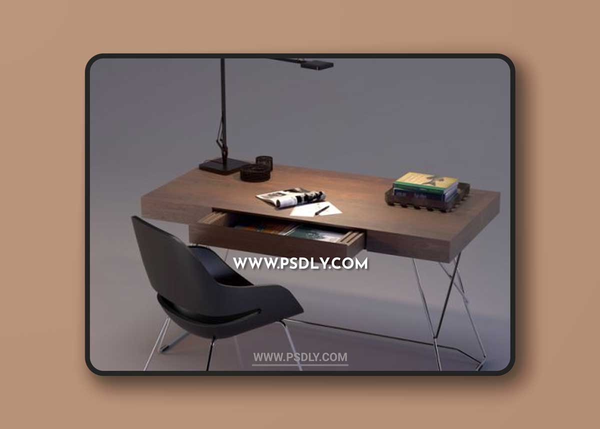 Maestrale Desk & Eva Chair by Zanotta 3D Models