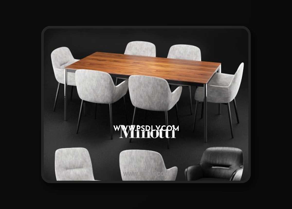 Minotti Flavin chair & Jorn table 3D Models