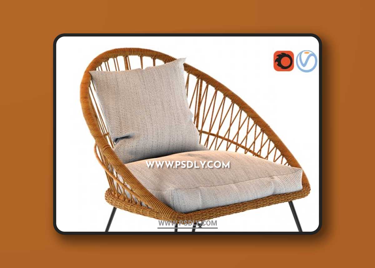 PINEAPPLE Resin Wicker Garden Armchair 3D Models
