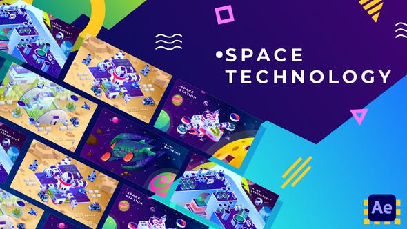 Videohive Space Technology Isometric Animation | After Effects 34038854