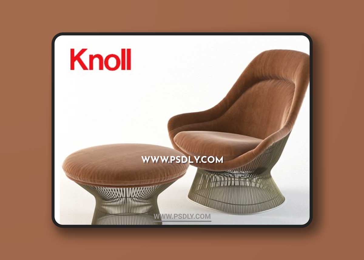 Warren Platner Easy Chair, Knoll, ottoman 3D Models