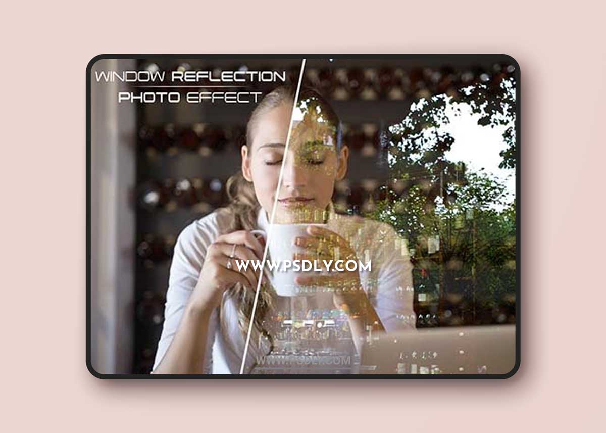 Window Glass Reflection Photo Effect Mockup 427281506