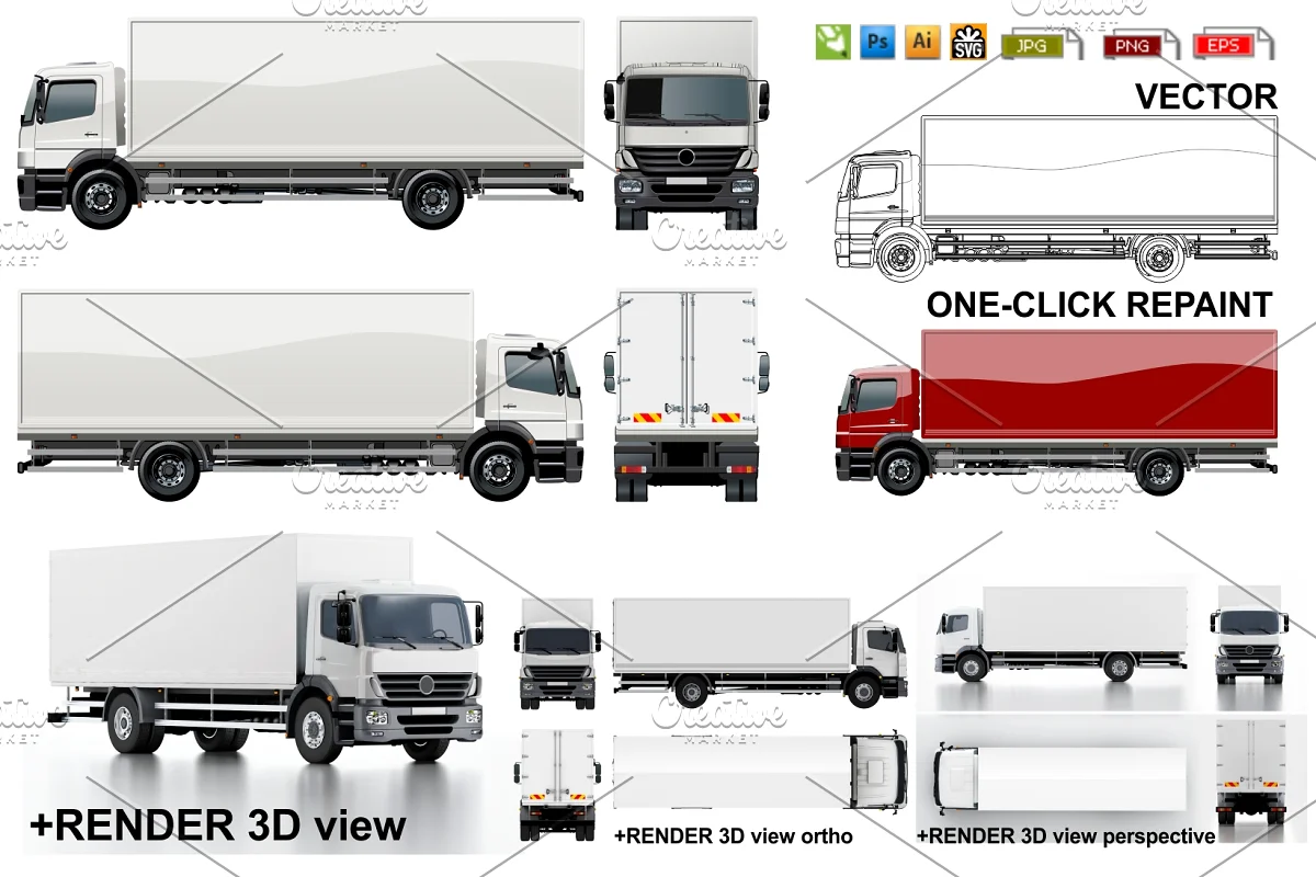 CM - Delivery/cargo truck mockup pack 1084889