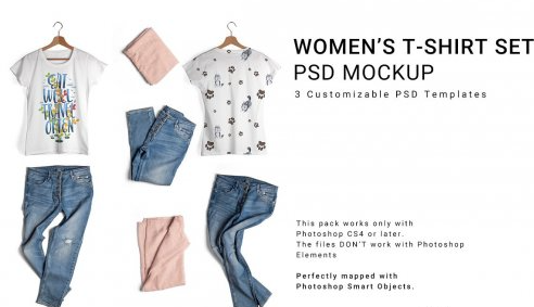 CreativeMarket - Women's T-Shirt and Jeans Mockup Set 6509992