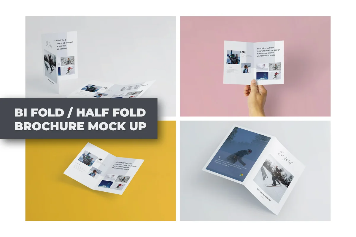 CreativeMarket - A5 Bifold Half-Fold Brochure Mockup 2564002