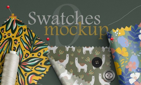 CreativeMarket - Fabric Swatches Mockup 6482265