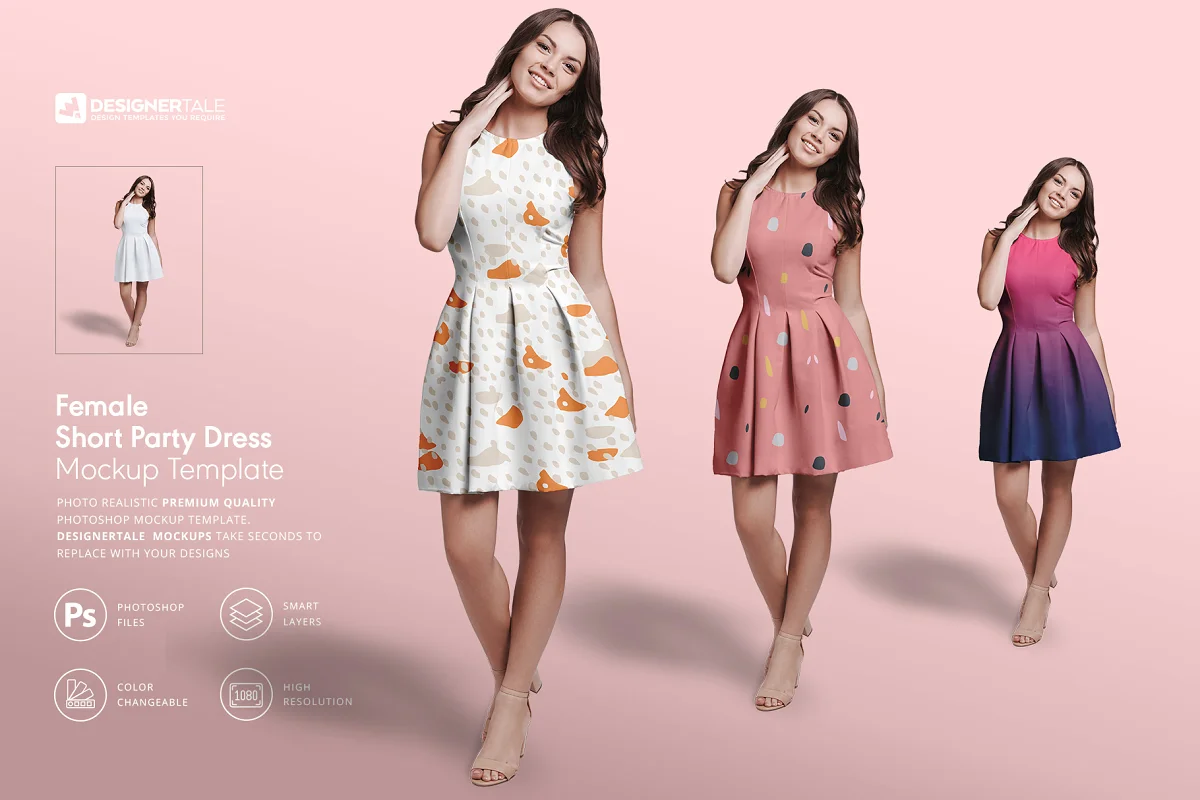 CreativeMarket - Female Short Party Dress Mockup 4265674