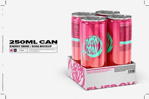 CreativeMarket - 250ml Energy Drink Soda Can Mockup 6171633