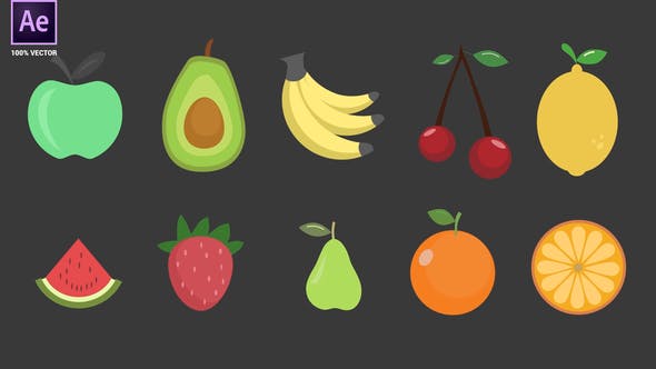 Videohive Fruits Icons Pack 34094961