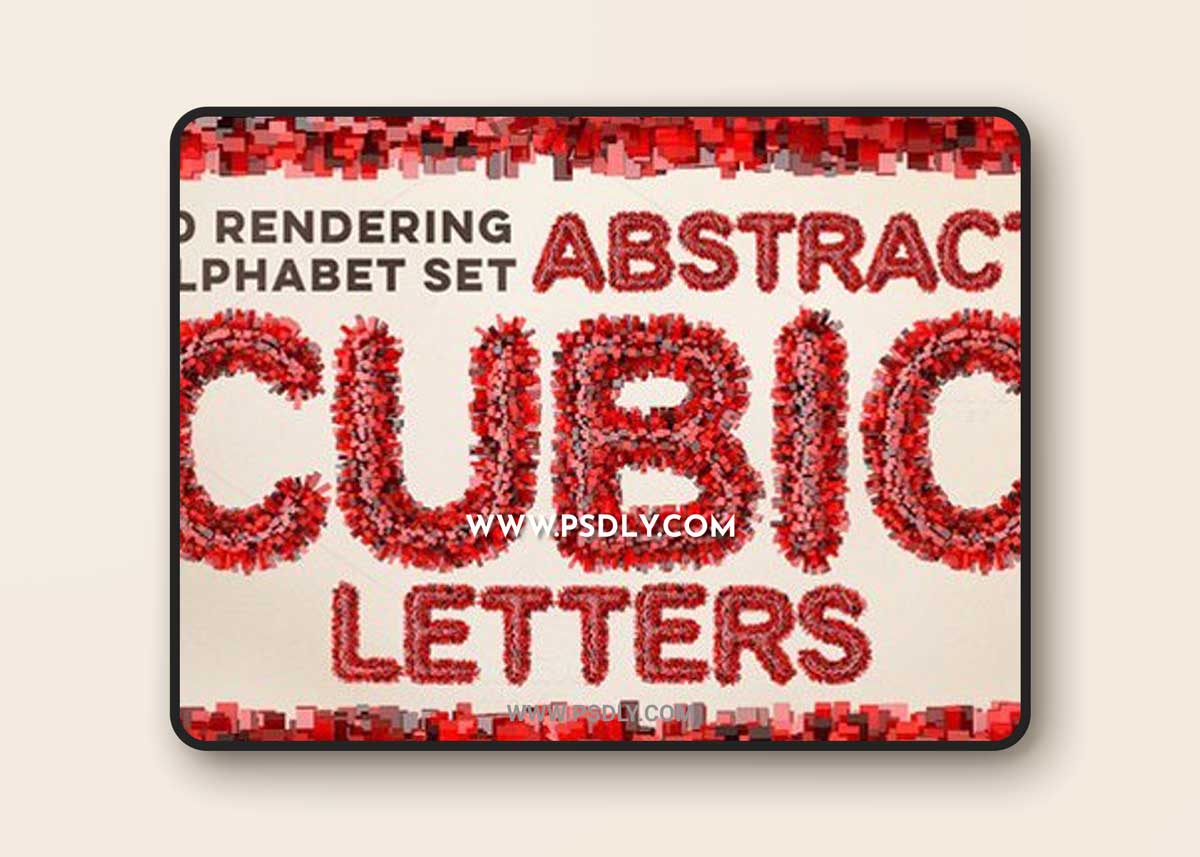 3D Cubic Red Letters Pack
