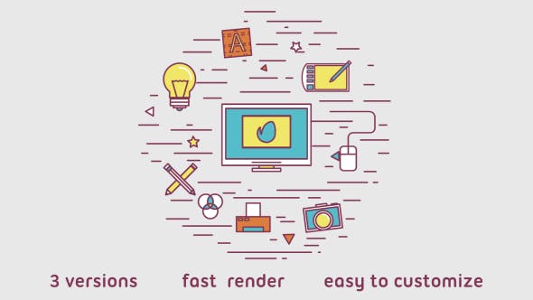 Videohive Stroke Icons Intro (3 in 1) 13731013