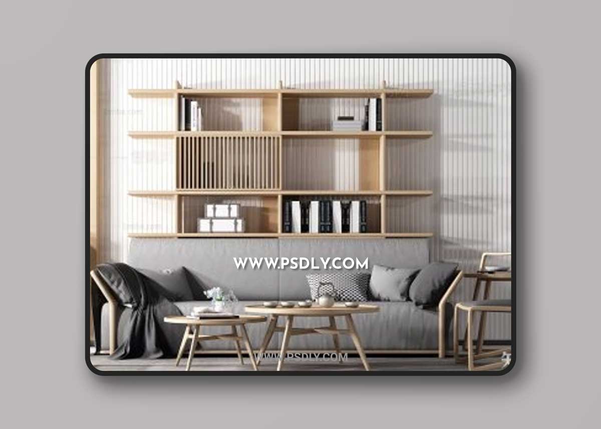 Chinese style modular sofa bookcase 3D Models