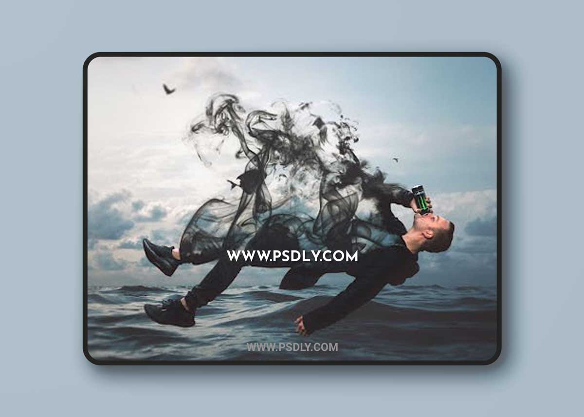 Floating Man With Smoke Over The Sea - Awesome Photoshop Manipulation + Tutorial