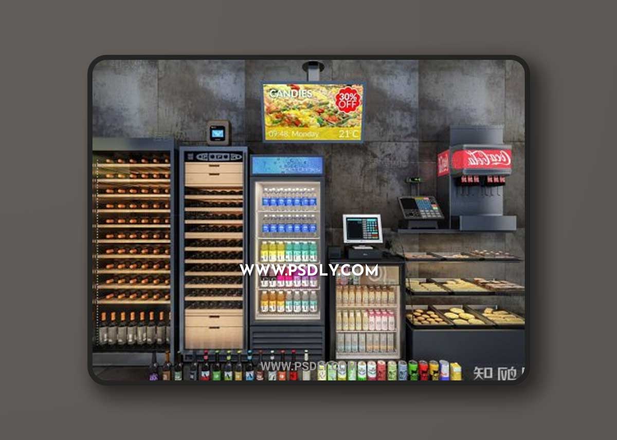 Modern freezer exhibitor shelf wine and beverage Collection