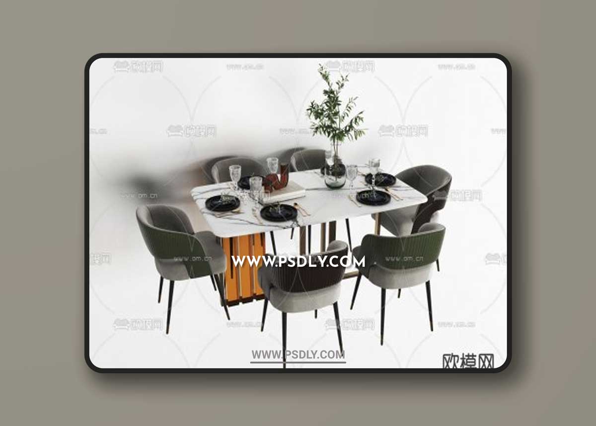 Modern marble dining table and chair