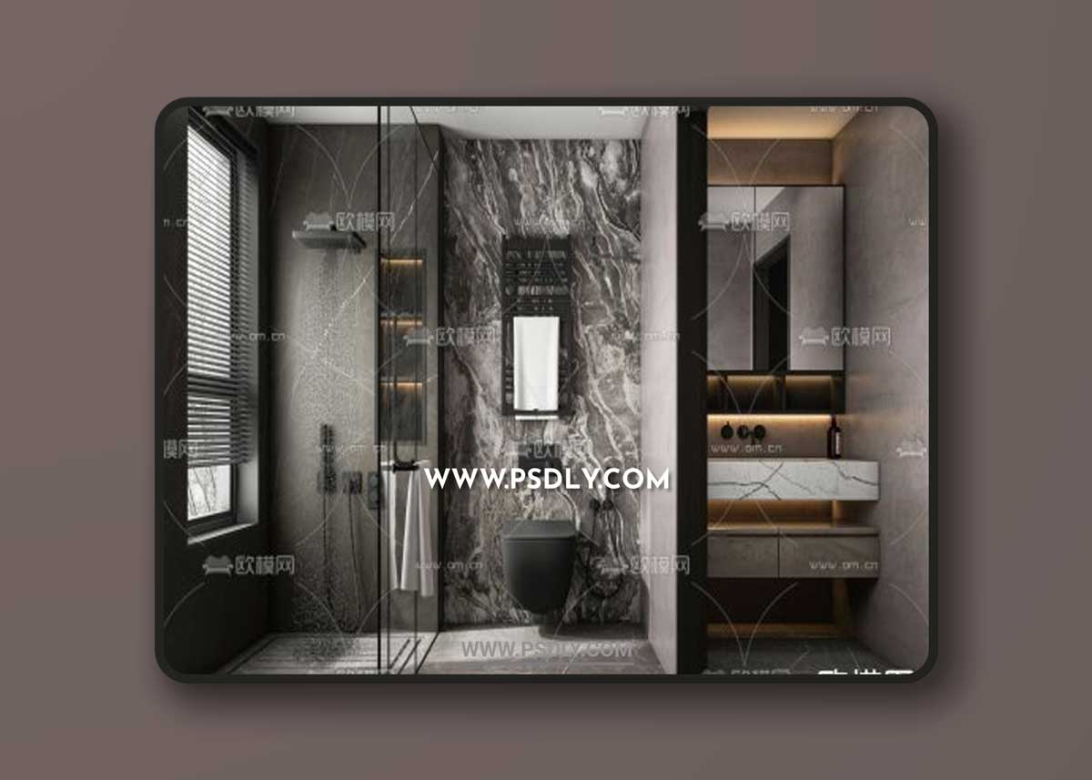 Modern toilet bathroom 3D Model