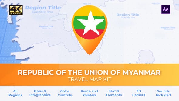 Videohive Myanmar Map - Republic of the Union of Myanmar Travel Map 34496583