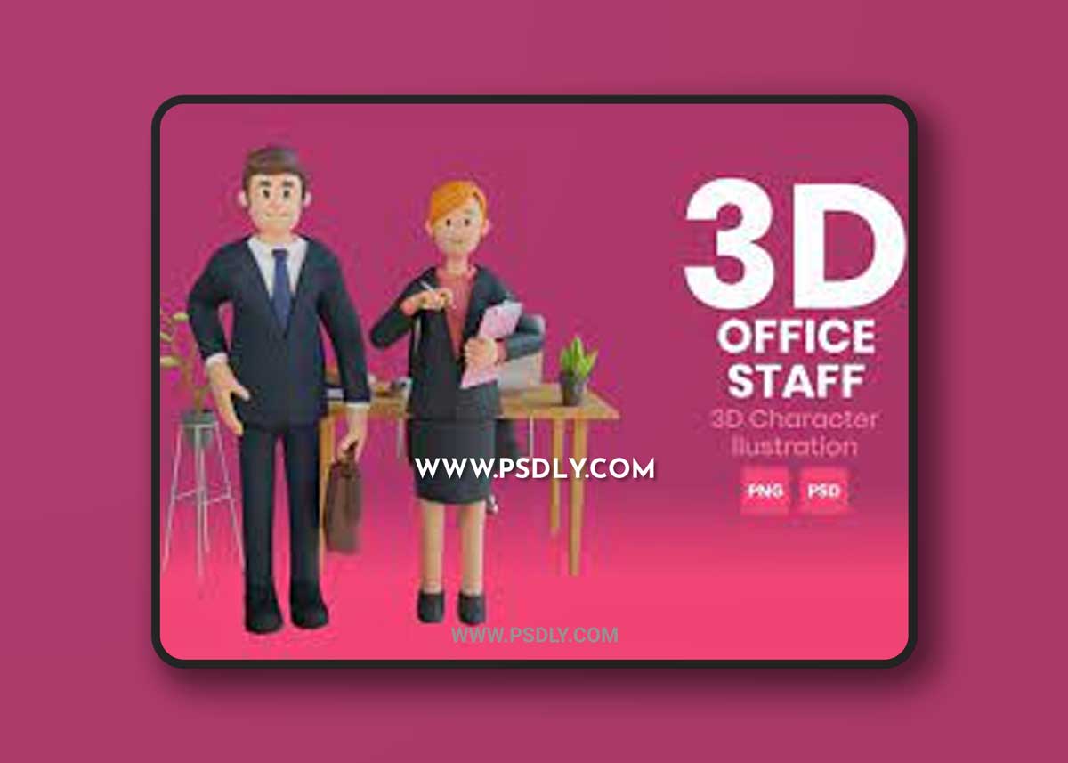 Office Staff 3D Character Illustration