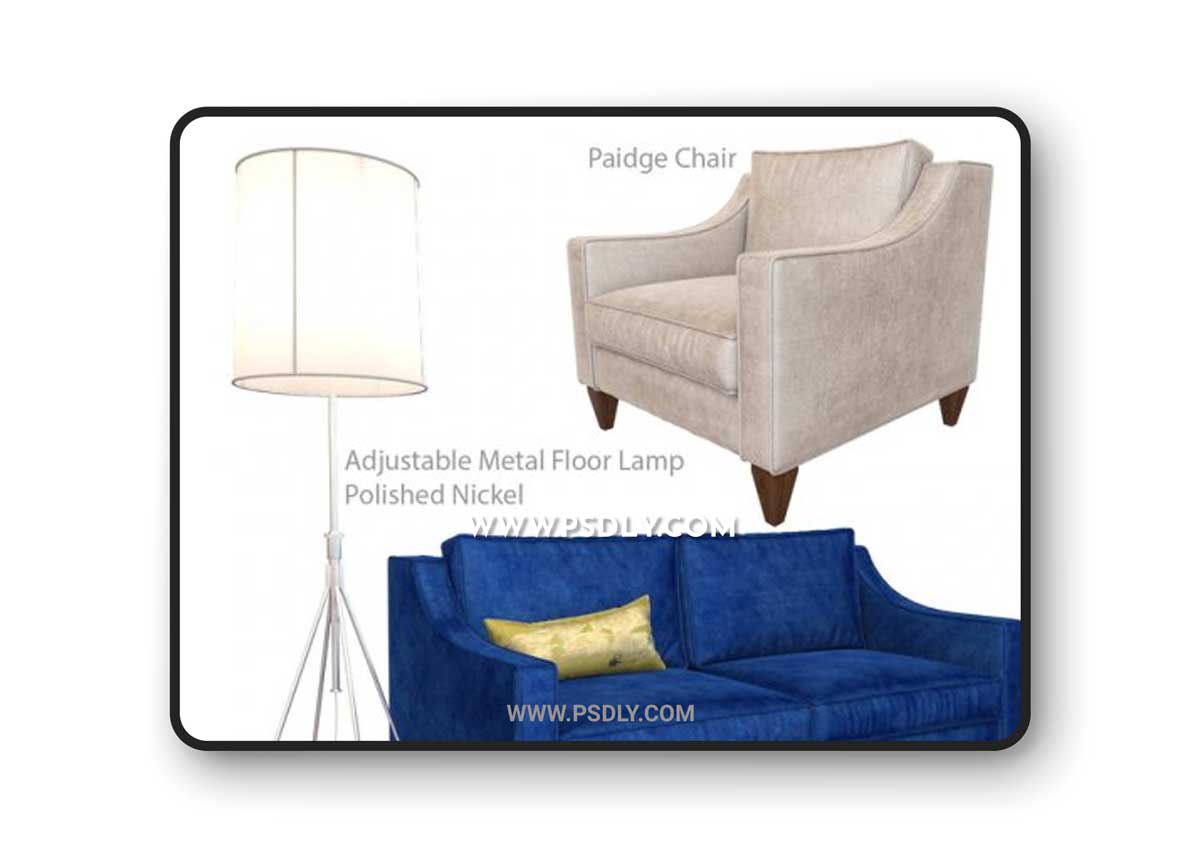 Paidge sofa Paidge chair and Adjustable Metal Floor Lamp