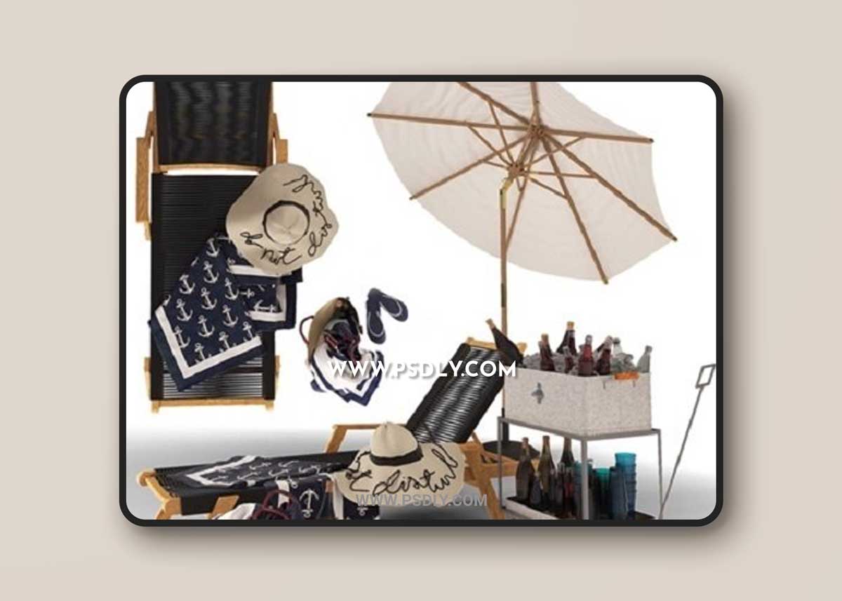 Set for beach holidays Potterybarn 3D Models