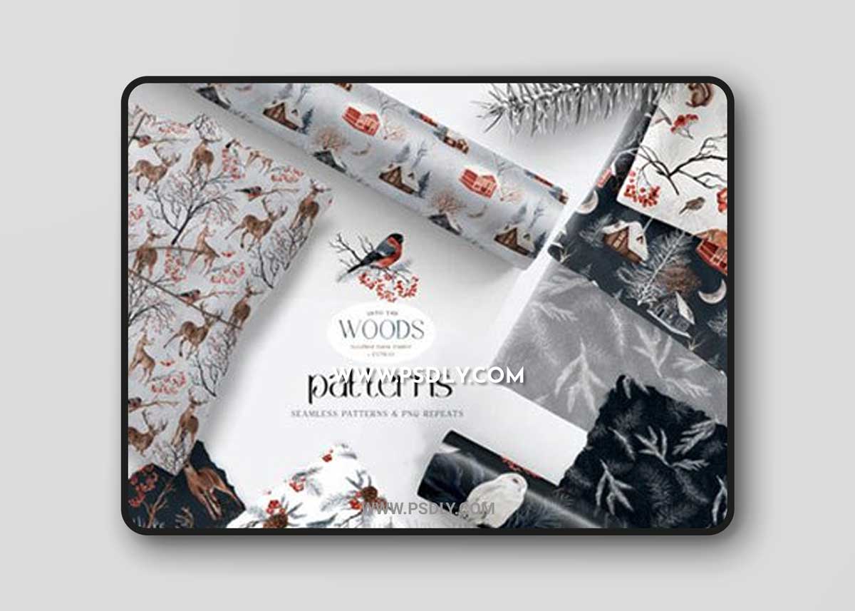 Winter Woodland Seamless Patterns PNG 18948275