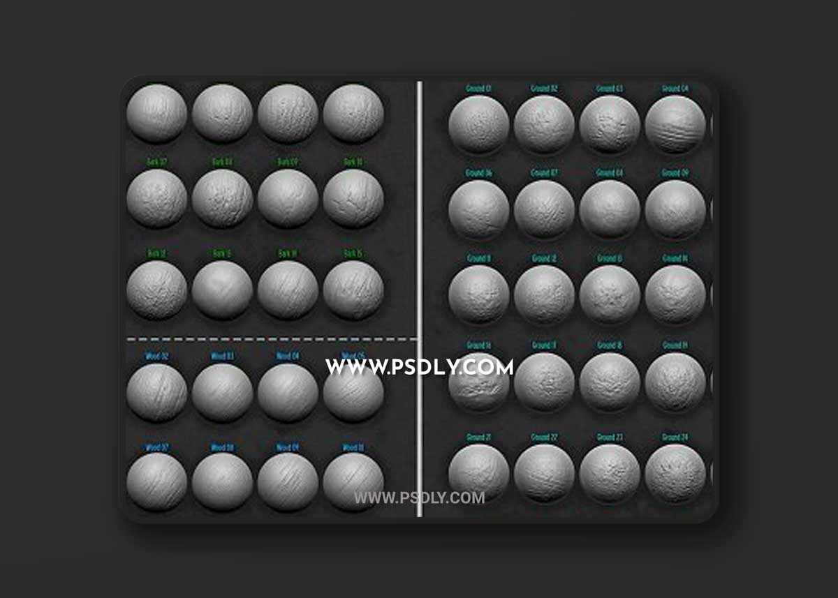 ZBrush Alpha - Wood & Ground 3D Models