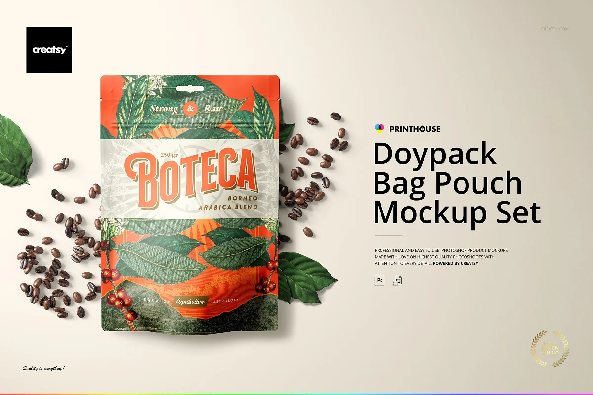CreativeMarket - Doypack Bag Pouch Mockup Set 6624428