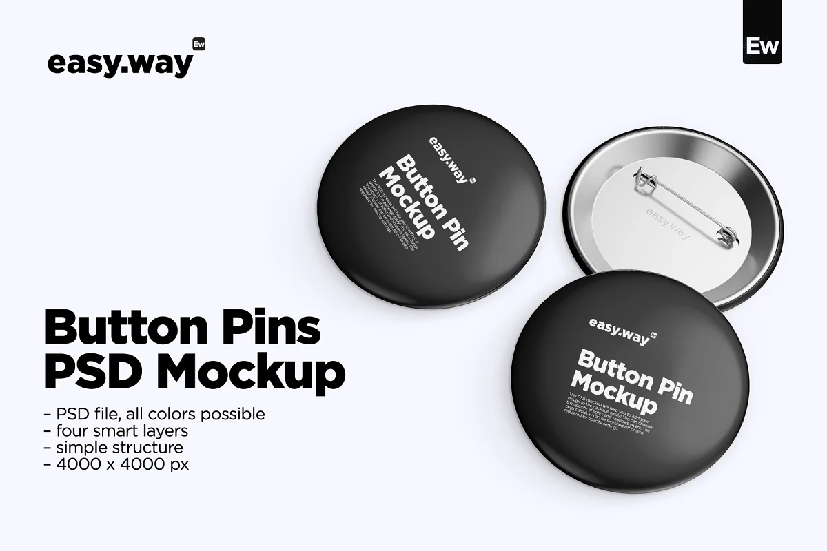 CreativeMarket - Button Pins PSD Mockup 5926539