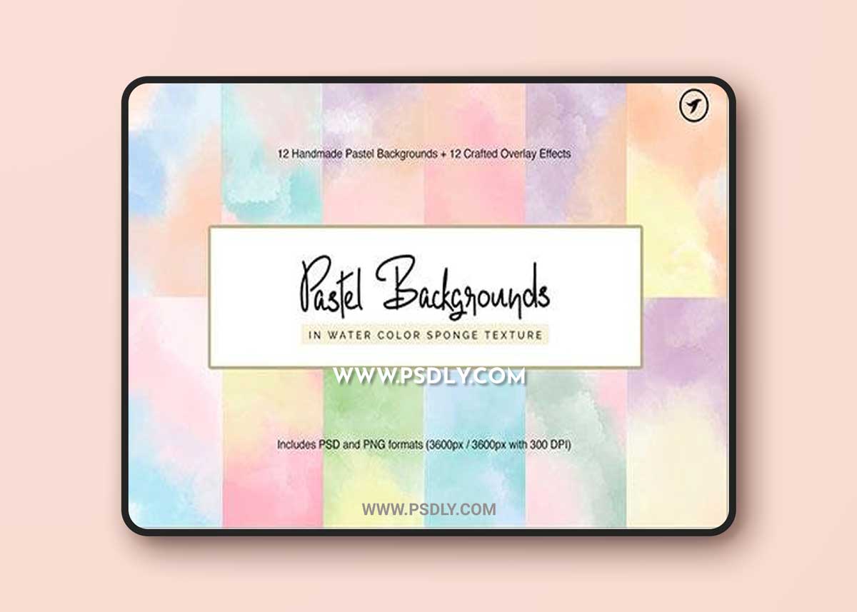 12 Handmade Water Color Pastel Backgrounds