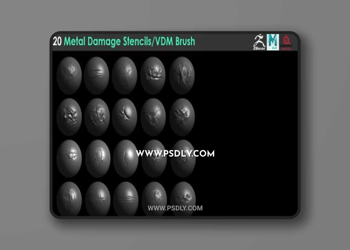 Artstation - 20 Metal Damage Stencils/VDM Brushes (Pack1)