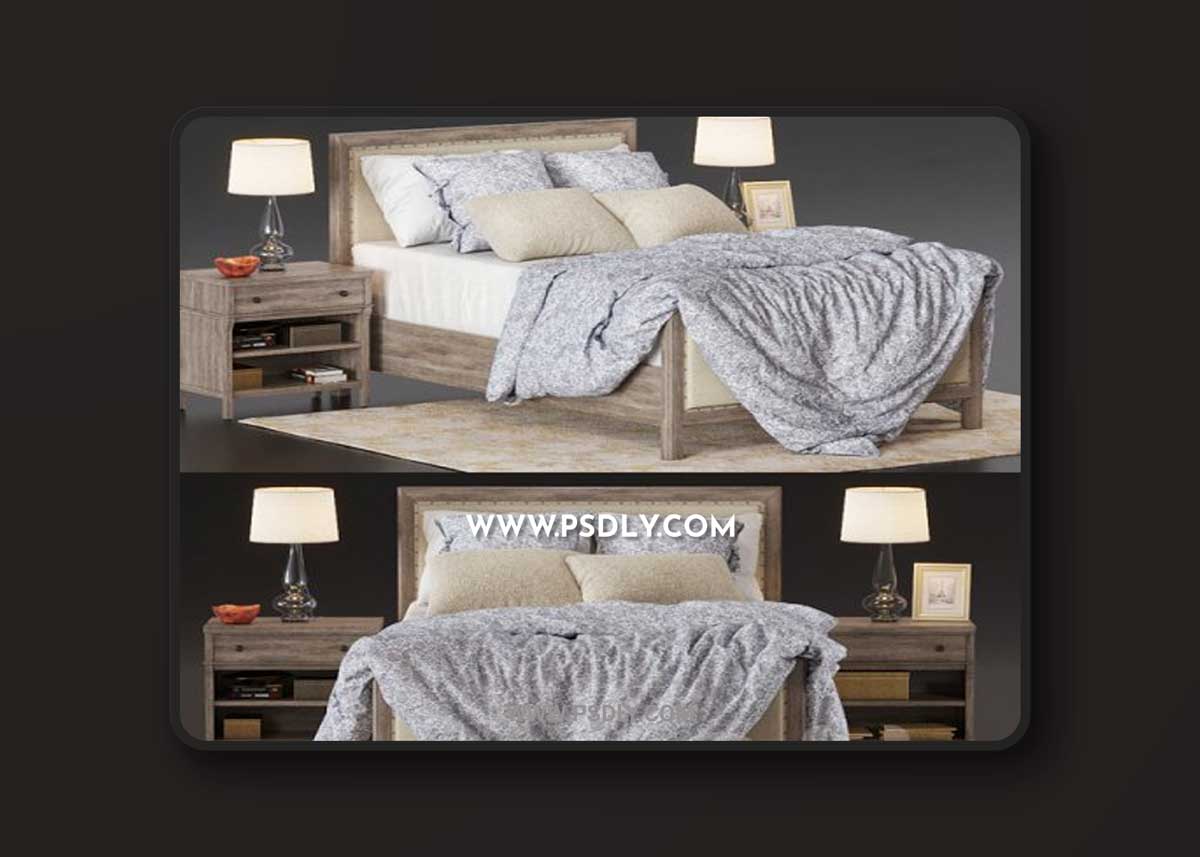Bed Potterybarn Toulouse wood 3D Models