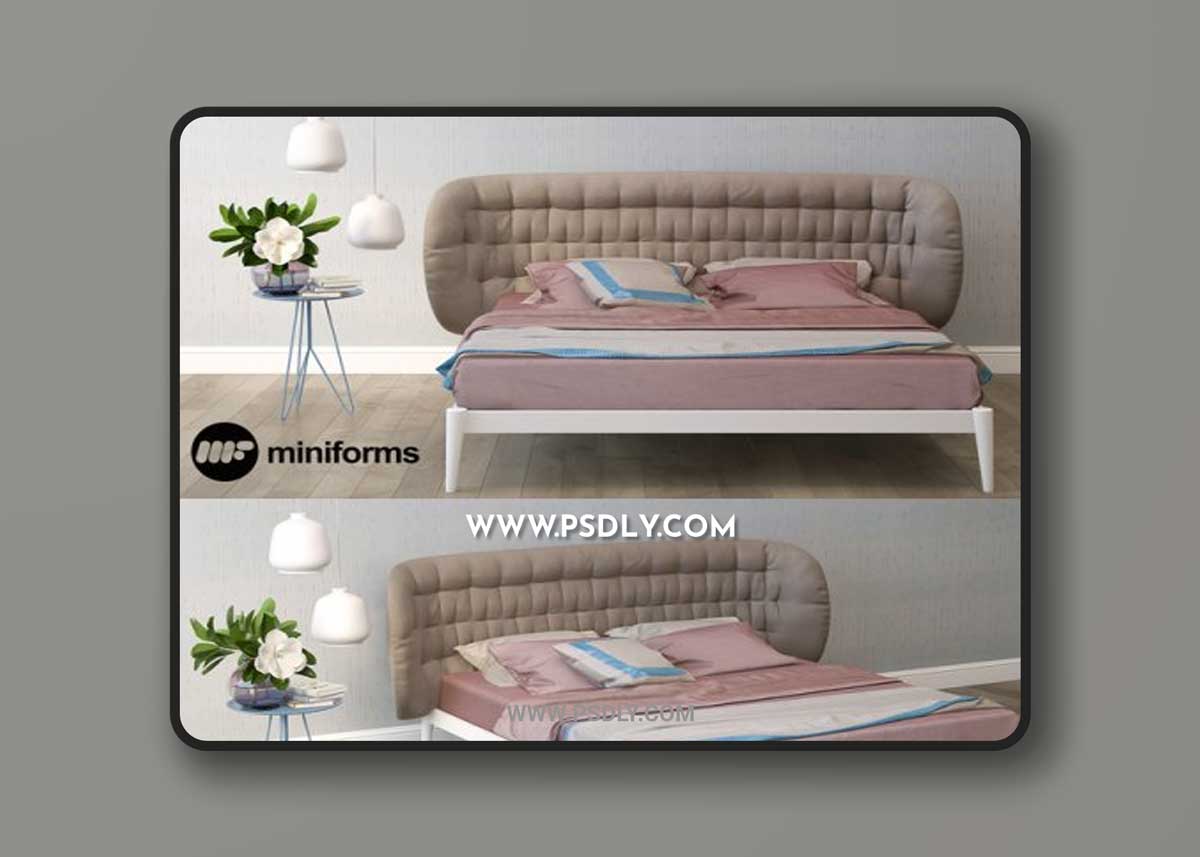 Bed Shiko Capitoné Miniforms 3D Models