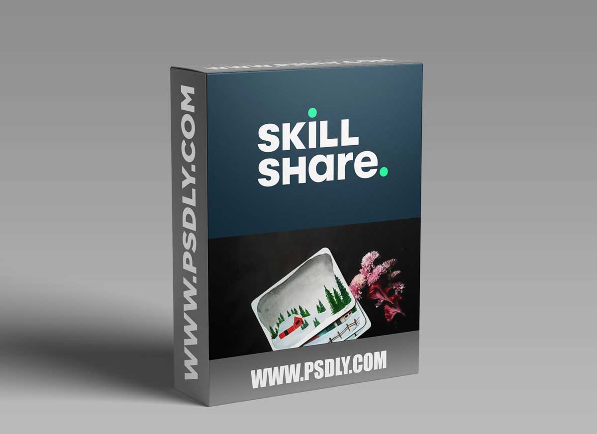 Christmas Cabin in watercolor