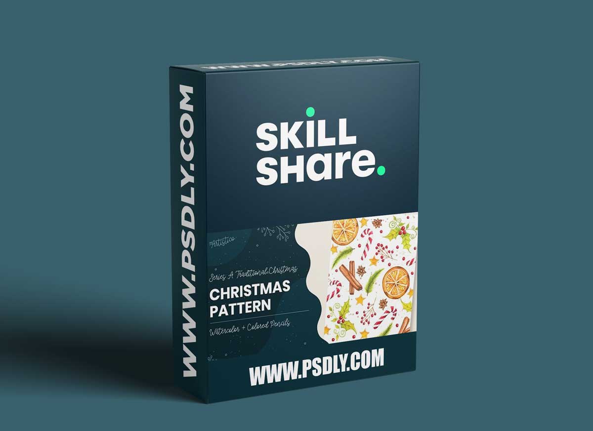 Christmas Painting: A Pattern with Watercolor and Colored Pencils