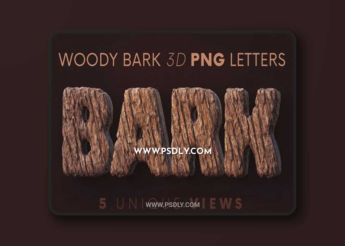 CreativeMarket - Woody Bark - 3D Lettering 6726216