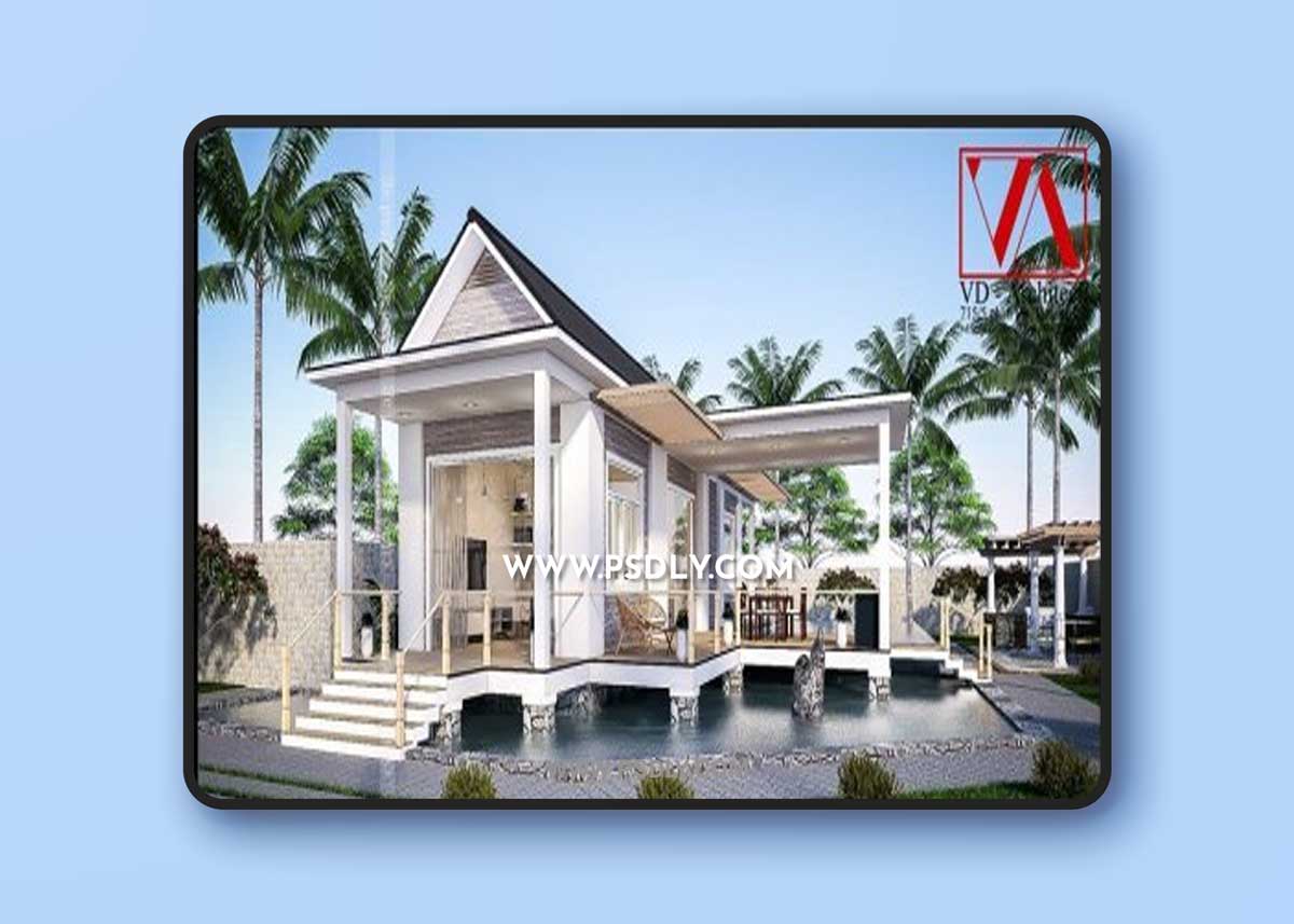 Exterior Villa Scene for Sketchup by HoVu 3D Models