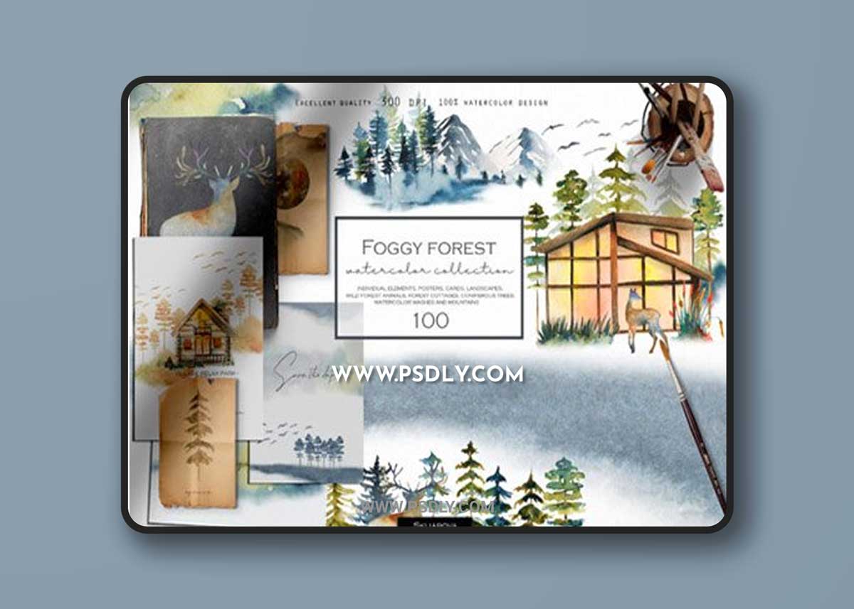 Foggy Forest Watercolor Collection 20326328