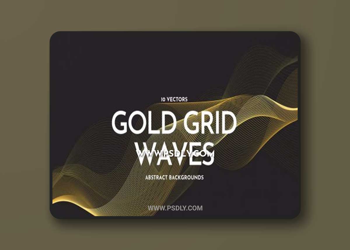 Gold Grid Waves Vector Backgrounds
