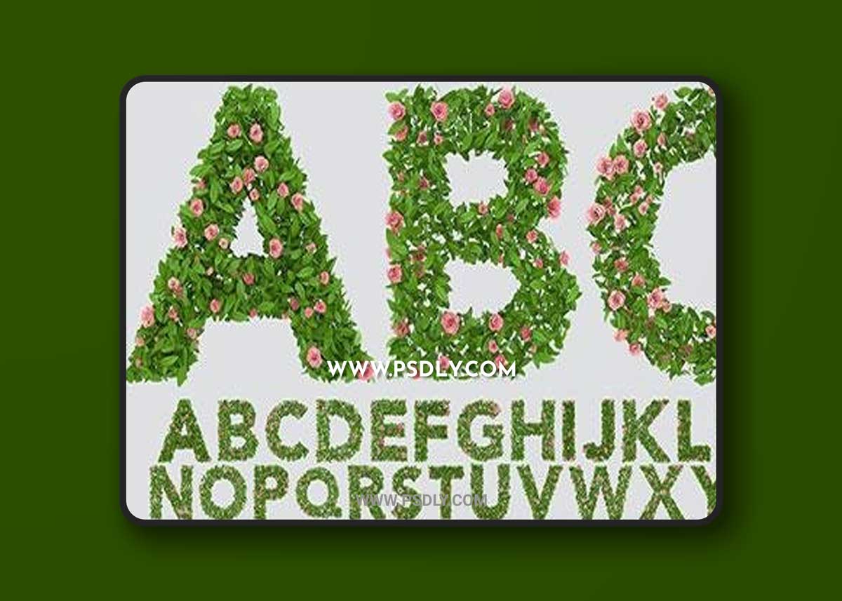 Green Leaves and Roses Alphabet Letter Set