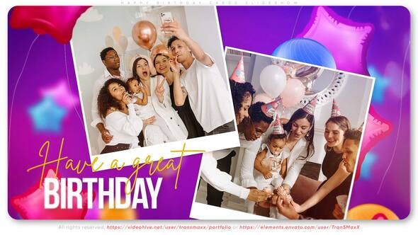 Videohive Happy Birthday Cards Slideshow 35401658