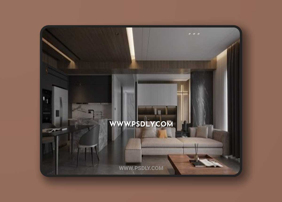 Living Room – Kitchen Interior by Dat Hip