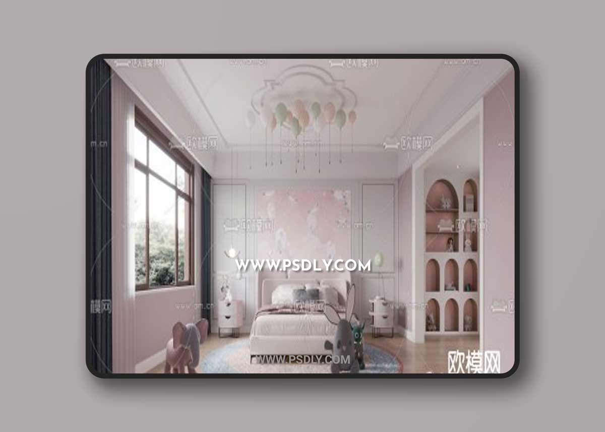 Modern girl room bedroom 3D Models