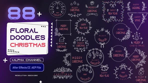 Videohive Floral Doodles Pack - Christmas 35321836