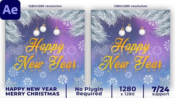 Videohive Merry Christmas Intro | Happy New Year Intro | Instagram post 35375569