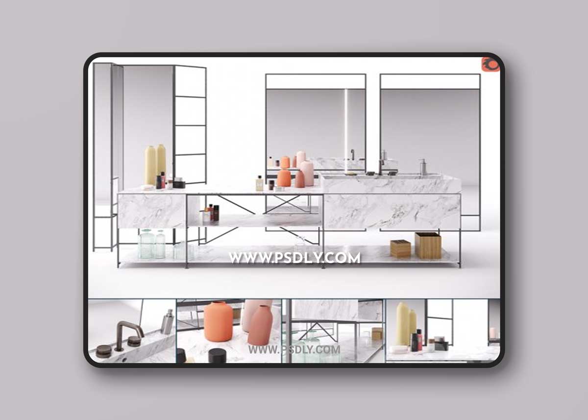 RIG Modules - Bathroom with Decor Set 01 3D Models