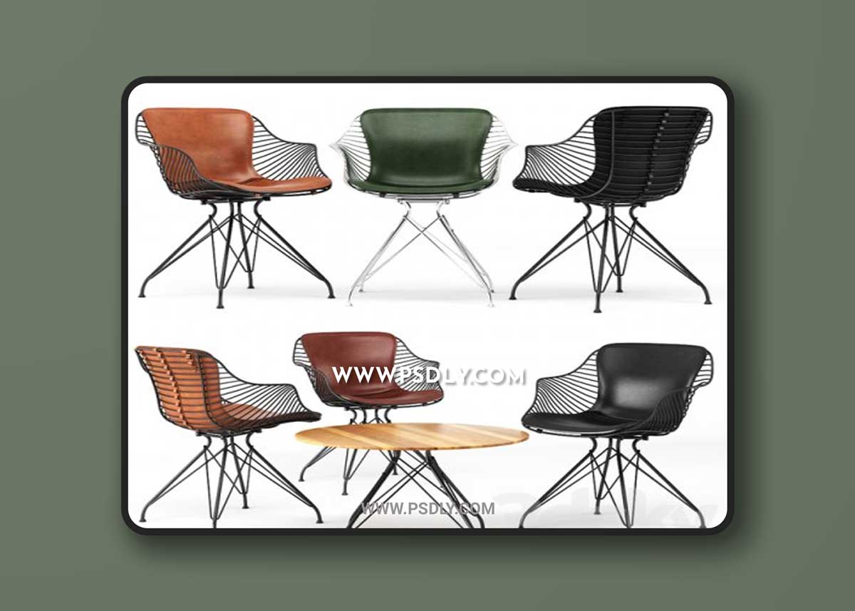 Wire Dinning Chair, Wire Coffee Table
