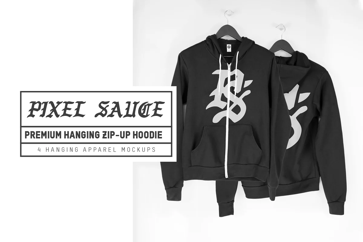 CreativeMarket - Hanging Zip-Up Hoodie Mockups 3432308