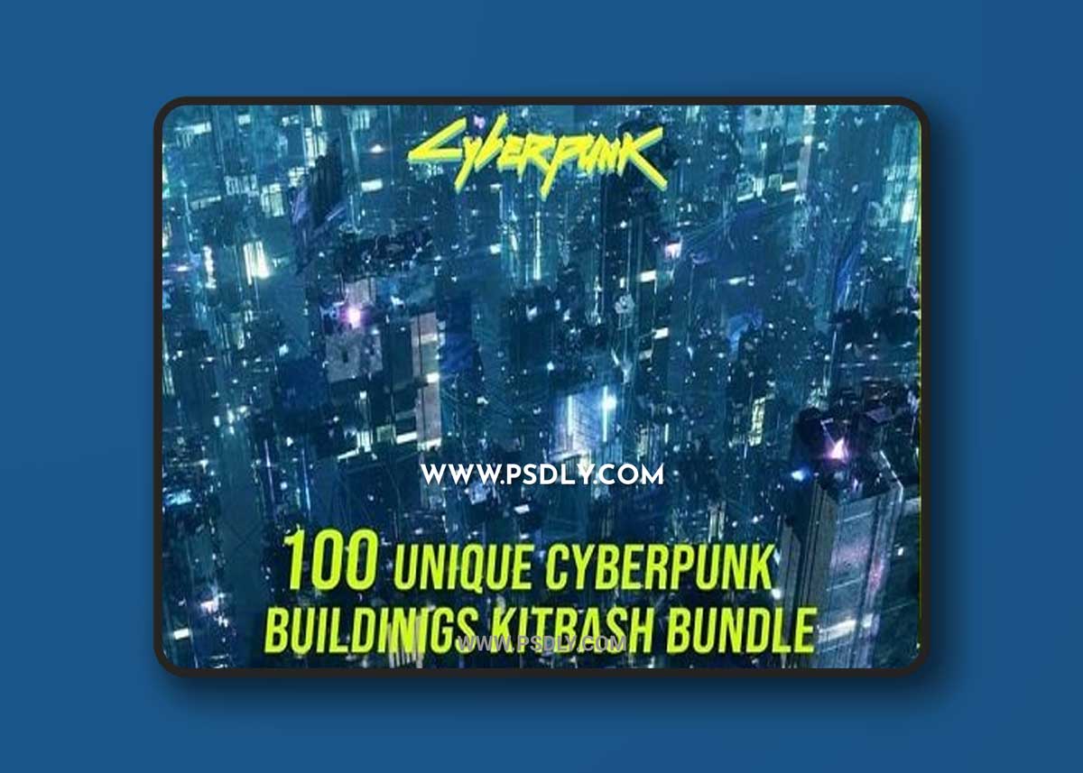 100 Unique Cyberpunk Sci fi City Buildings