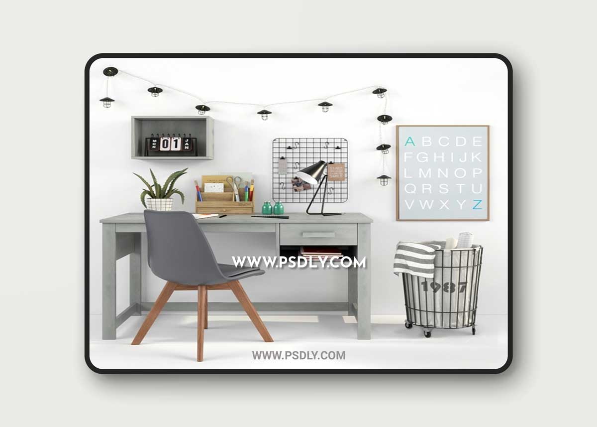 3D Models Writing-table and decor for a child 16
